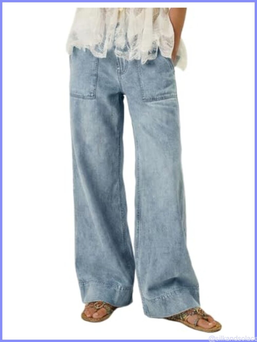 Y2K Women's Wide Leg Jeans Baggy Pull-On Denim Pants